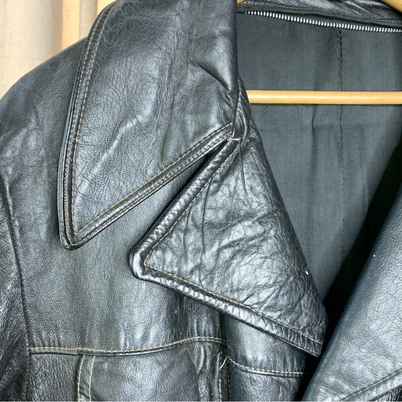 80s Leather Great Coat - Picture 5 of 12